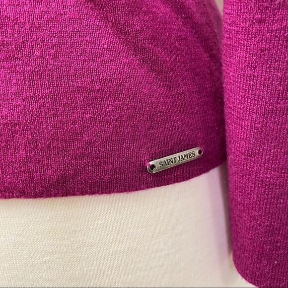 Saint James V-neck Sweater in Raspberry Size 6 - Picture 3 of 10